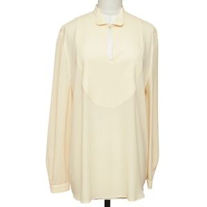 GIORGIO ARMANI Ivory Blouse Tunic Top Shirt Long Sleeve Butter Yellow Sz 42